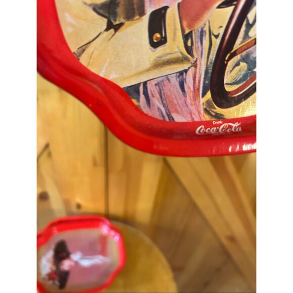 Vintage Graphic Design Coca Cola Trays Lot Of 4 Made In Hong Kong 6” x 7.5” Red - Picture 12 of 14